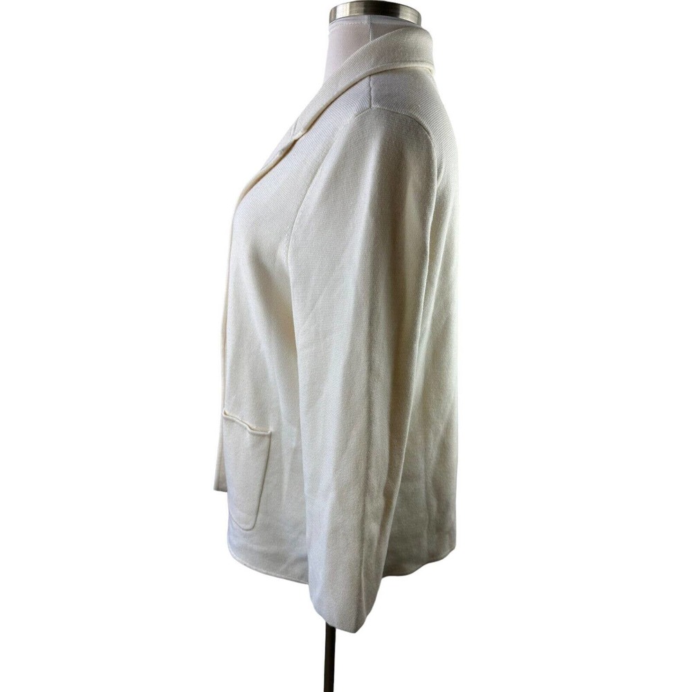 Talbots Merino Wool Blend Knit Sweater Blazer Open Cardigan Cream Plus Size 3XP - Picture 6 of 9